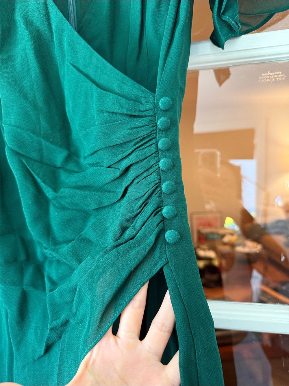 Reformation Breanna Dress Emerald Green View 3